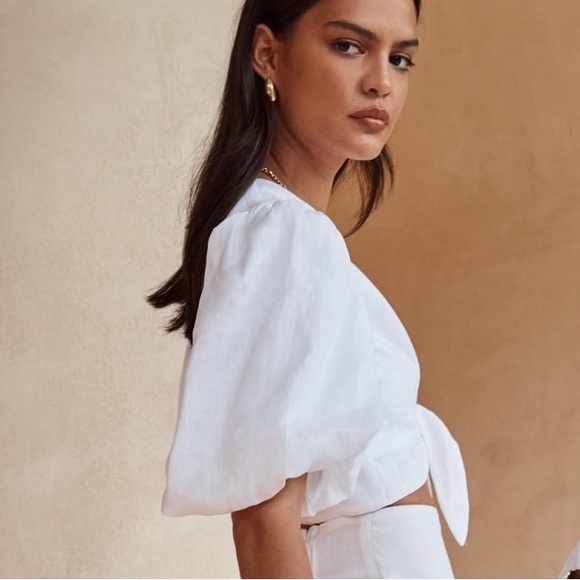 DISSH Hallie White Linen Top - Picture 3 of 7